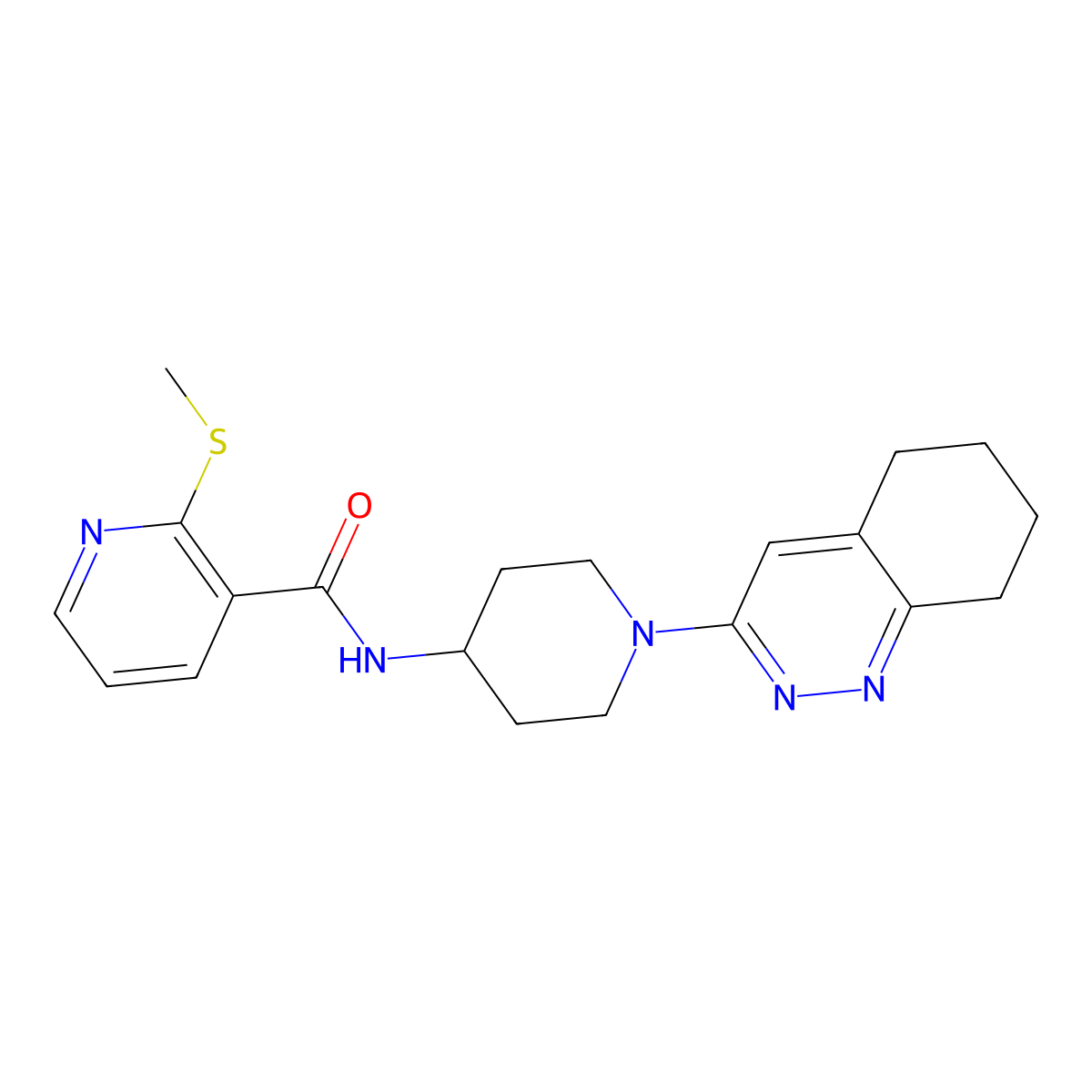 2-(methylthio)-N-(1-(5,6,7,8-tetrahydrocinnolin-3-yl)piperidin-4-yl)nicotinamide molecular structure, CAS 2034319-80-5