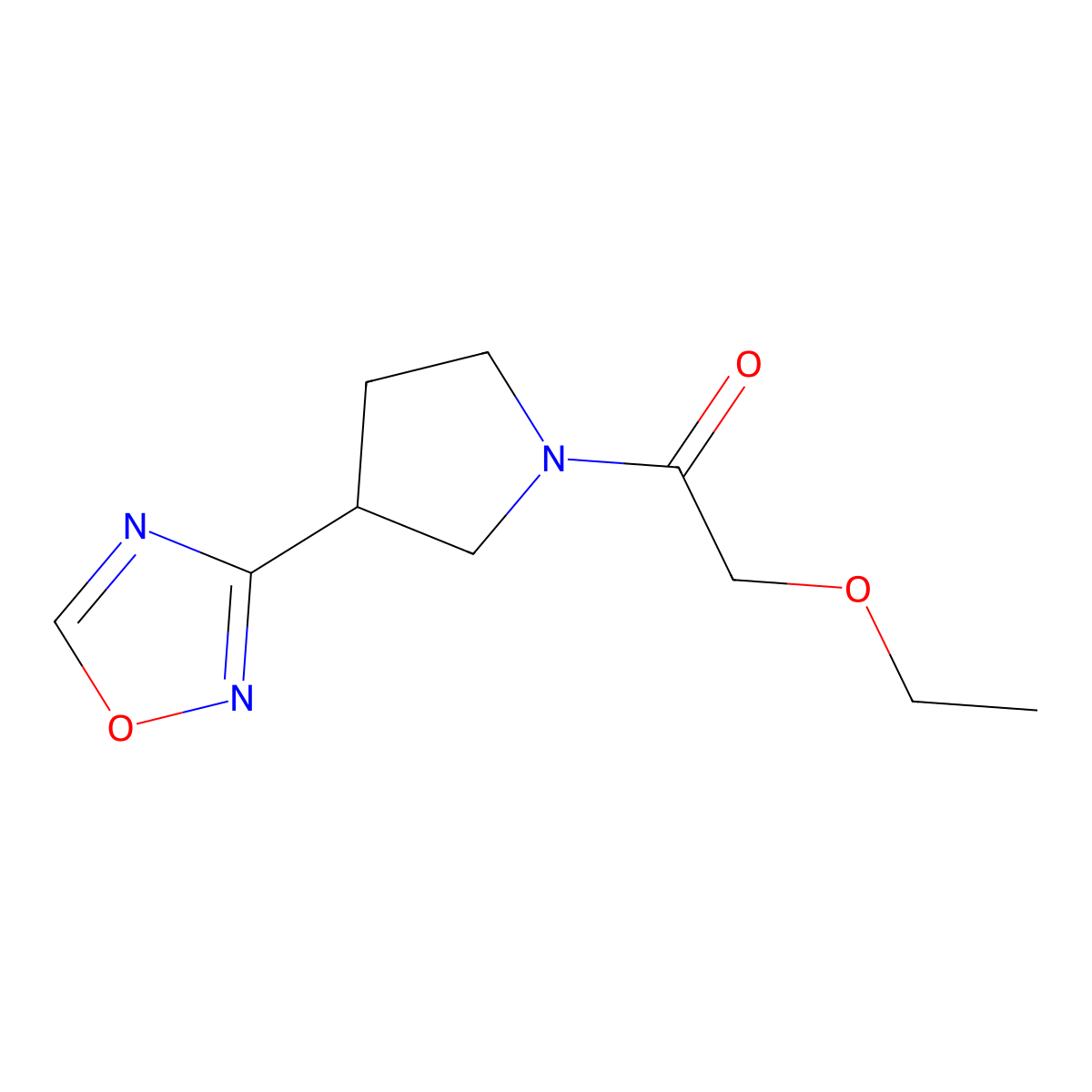 1-(3-(1,2,4-Oxadiazol-3-yl)pyrrolidin-1-yl)-2-ethoxyethanone molecular structure, CAS 2034319-93-0
