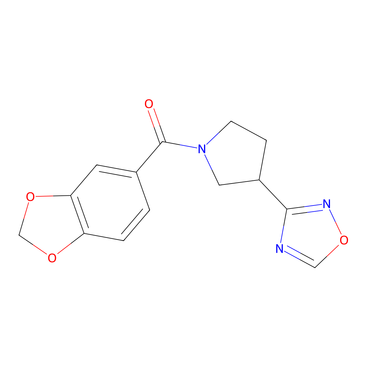 (3-(1,2,4-Oxadiazol-3-yl)pyrrolidin-1-yl)(benzo[d][1,3]dioxol-5-yl)methanone molecular structure, CAS 2034319-98-5