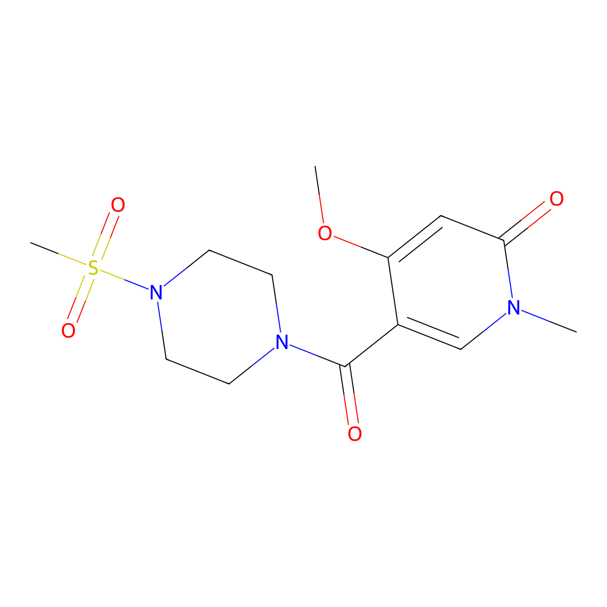 4-methoxy-1-methyl-5-(4-(methylsulfonyl)piperazine-1-carbonyl)pyridin-2(1H)-one molecular structure, CAS 2034319-99-6