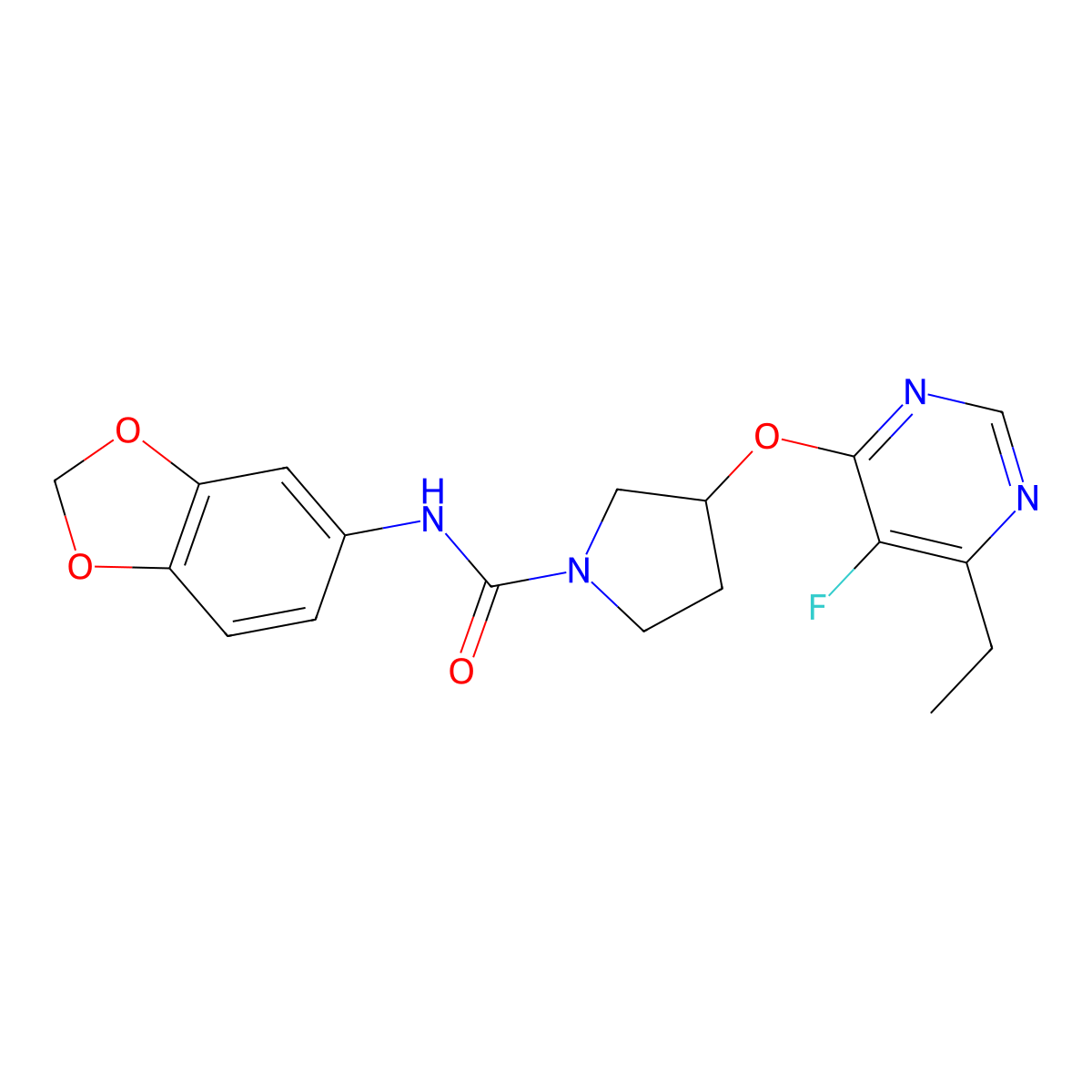 N-(benzo[d][1,3]dioxol-5-yl)-3-((6-ethyl-5-fluoropyrimidin-4-yl)oxy)pyrrolidine-1-carboxamide molecular structure, CAS 2034320-00-6