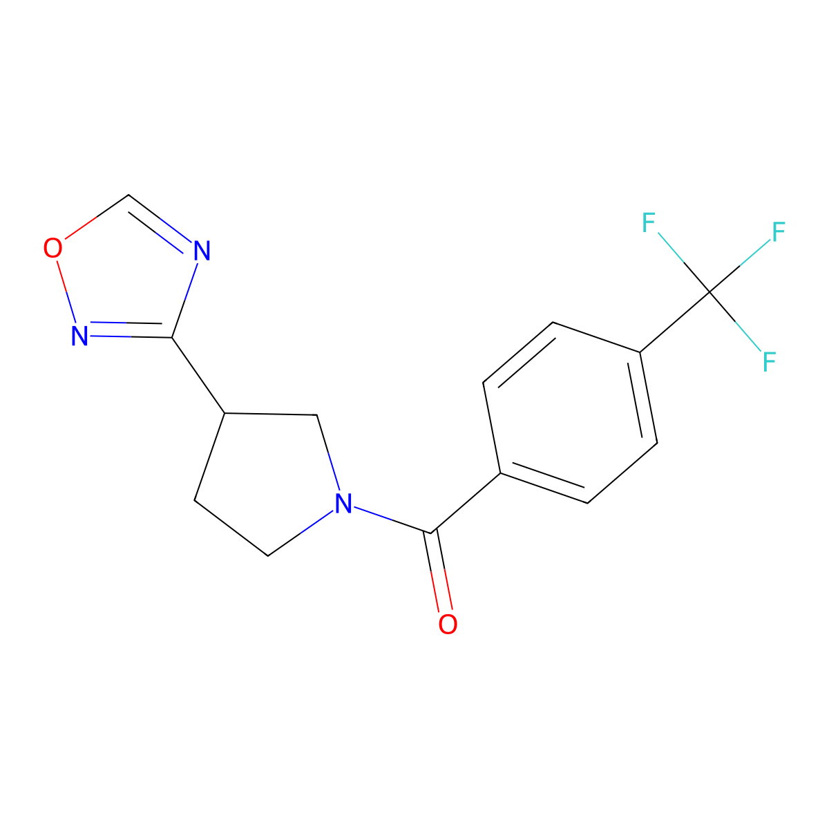 (3-(1,2,4-Oxadiazol-3-yl)pyrrolidin-1-yl)(4-(trifluoromethyl)phenyl)methanone molecular structure, CAS 2034320-04-0