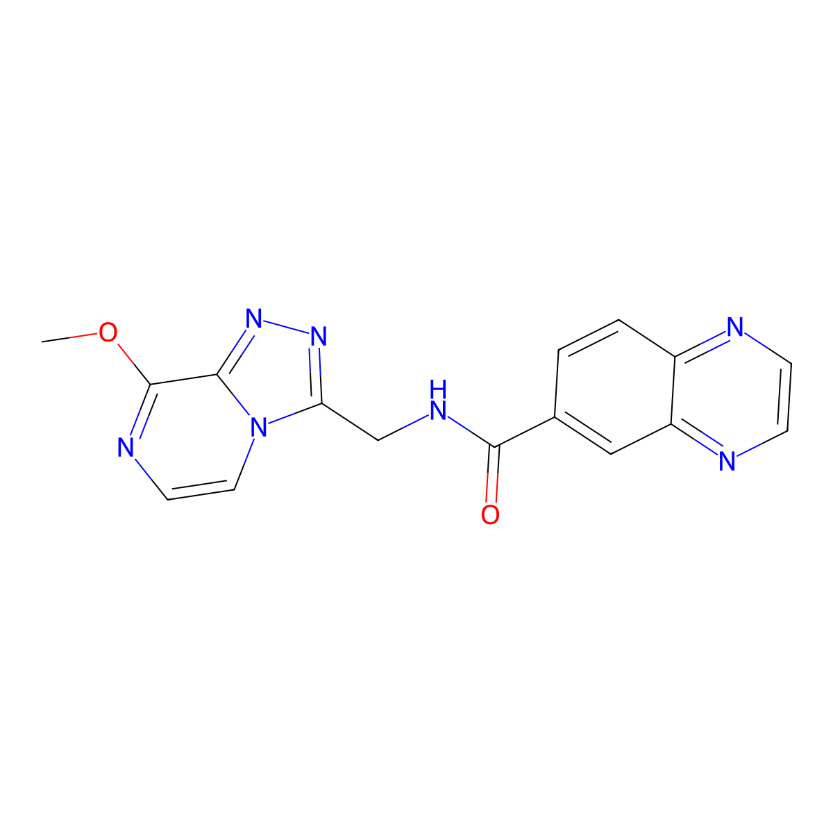 N-((8-methoxy-[1,2,4]triazolo[4,3-a]pyrazin-3-yl)methyl)quinoxaline-6-carboxamide molecular structure, CAS 2034320-10-8