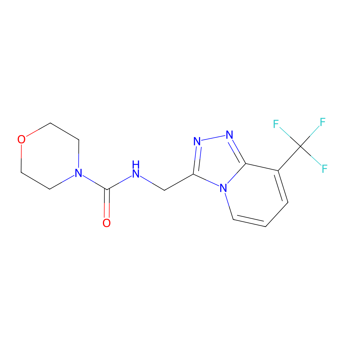 N-((8-(trifluoromethyl)-[1,2,4]triazolo[4,3-a]pyridin-3-yl)methyl)morpholine-4-carboxamide molecular structure, CAS 2034320-18-6