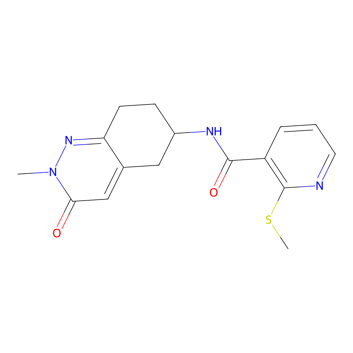 N-(2-methyl-3-oxo-2,3,5,6,7,8-hexahydrocinnolin-6-yl)-2-(methylthio)nicotinamide molecular structure, CAS 2034320-19-7