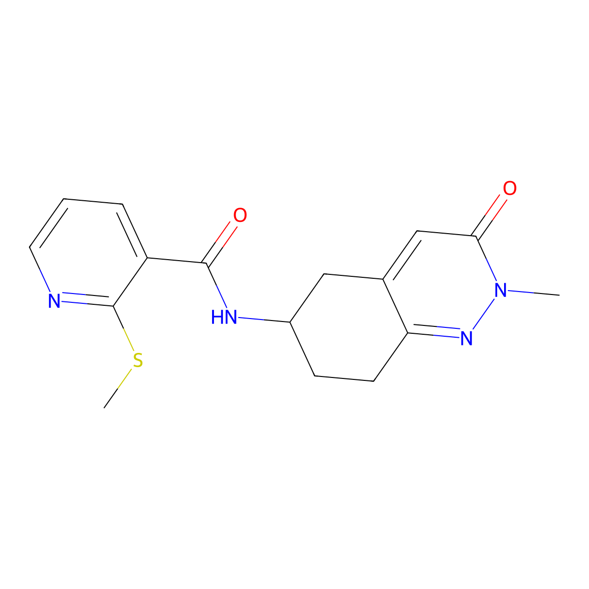 N-(2-methyl-3-oxo-2,3,5,6,7,8-hexahydrocinnolin-6-yl)-2-(methylthio)nicotinamide molecular structure, CAS 2034320-19-7