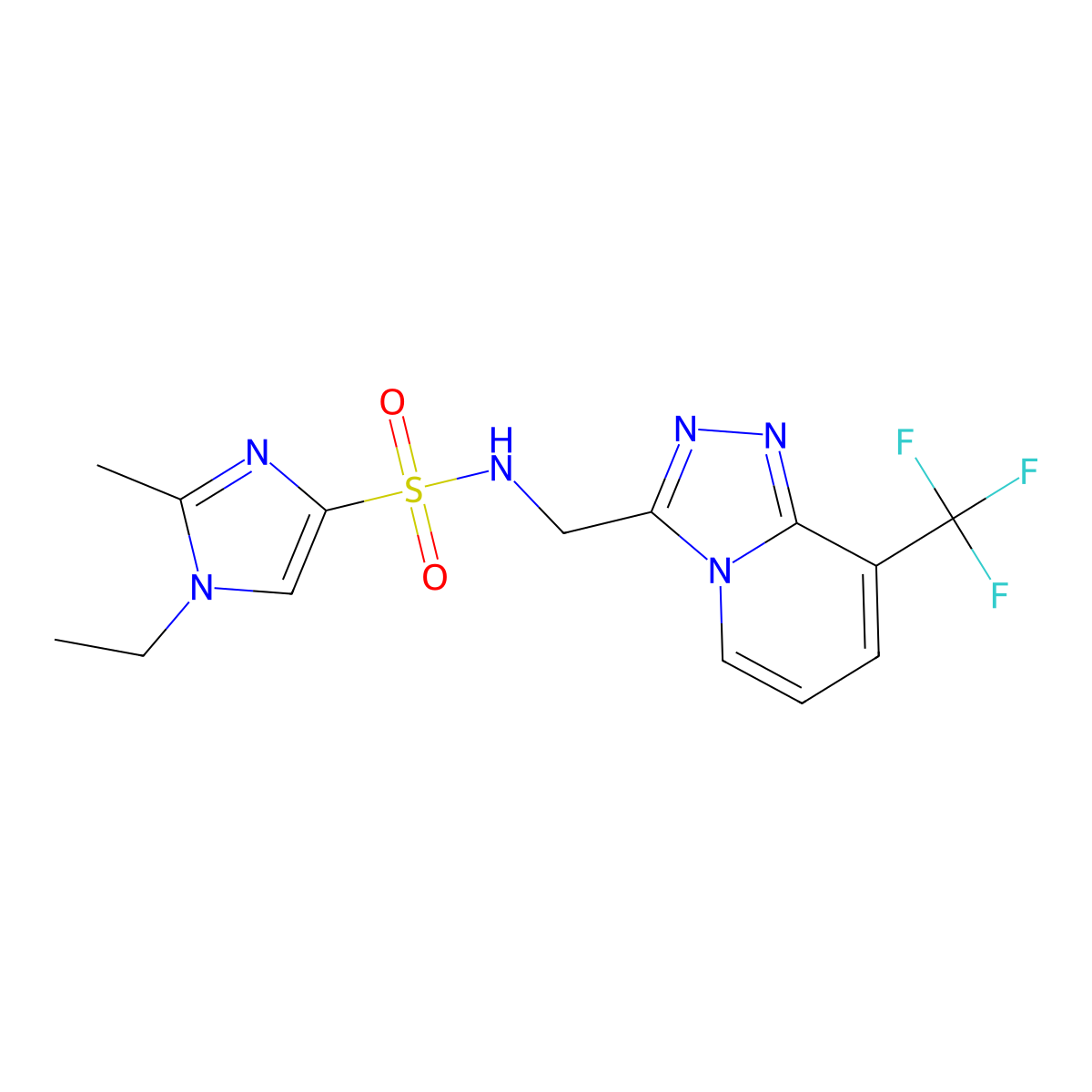 1-ethyl-2-methyl-N-((8-(trifluoromethyl)-[1,2,4]triazolo[4,3-a]pyridin-3-yl)methyl)-1H-imidazole-4-sulfonamide molecular structure, CAS 2034320-35-7