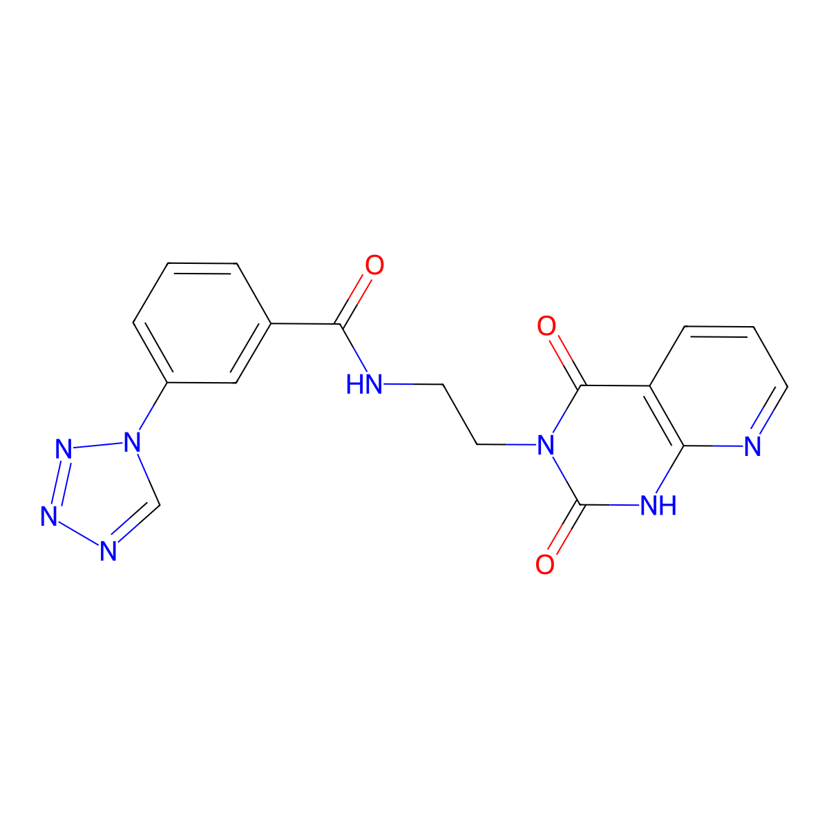 N-(2-(2,4-dioxo-1,2-dihydropyrido[2,3-d]pyrimidin-3(4H)-yl)ethyl)-3-(1H-tetrazol-1-yl)benzamide molecular structure, CAS 2034320-41-5