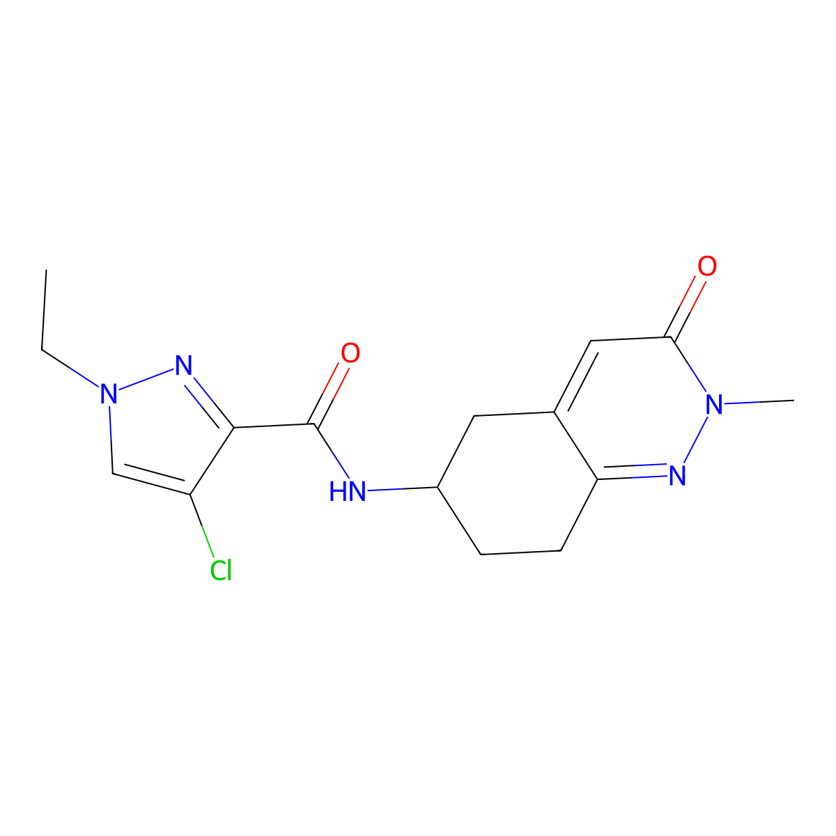 4-chloro-1-ethyl-N-(2-methyl-3-oxo-2,3,5,6,7,8-hexahydrocinnolin-6-yl)-1H-pyrazole-3-carboxamide molecular structure, CAS 2034320-48-2