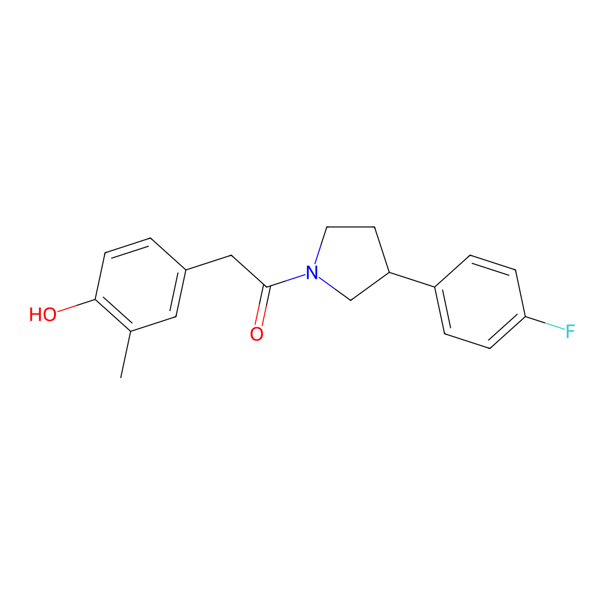 1-(3-(4-Fluorophenyl)pyrrolidin-1-yl)-2-(4-hydroxy-3-methylphenyl)ethanone molecular structure, CAS 2034320-52-8