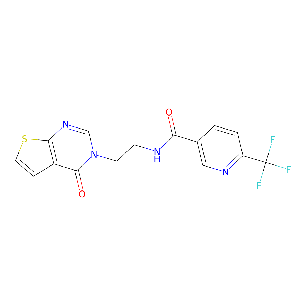 N-(2-(4-oxothieno[2,3-d]pyrimidin-3(4H)-yl)ethyl)-6-(trifluoromethyl)nicotinamide molecular structure, CAS 2034320-63-1
