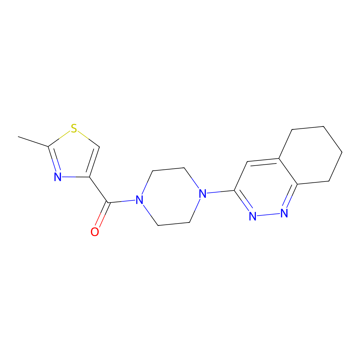 (2-Methylthiazol-4-yl)(4-(5,6,7,8-tetrahydrocinnolin-3-yl)piperazin-1-yl)methanone molecular structure, CAS 2034320-67-5