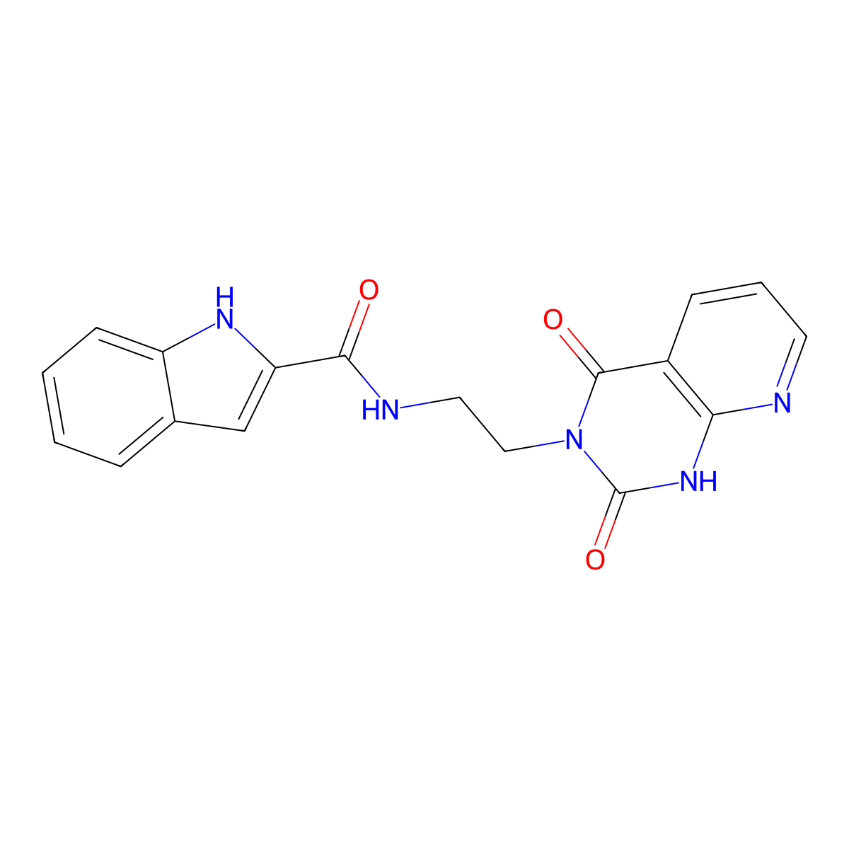 N-(2-(2,4-dioxo-1,2-dihydropyrido[2,3-d]pyrimidin-3(4H)-yl)ethyl)-1H-indole-2-carboxamide molecular structure, CAS 2034320-68-6