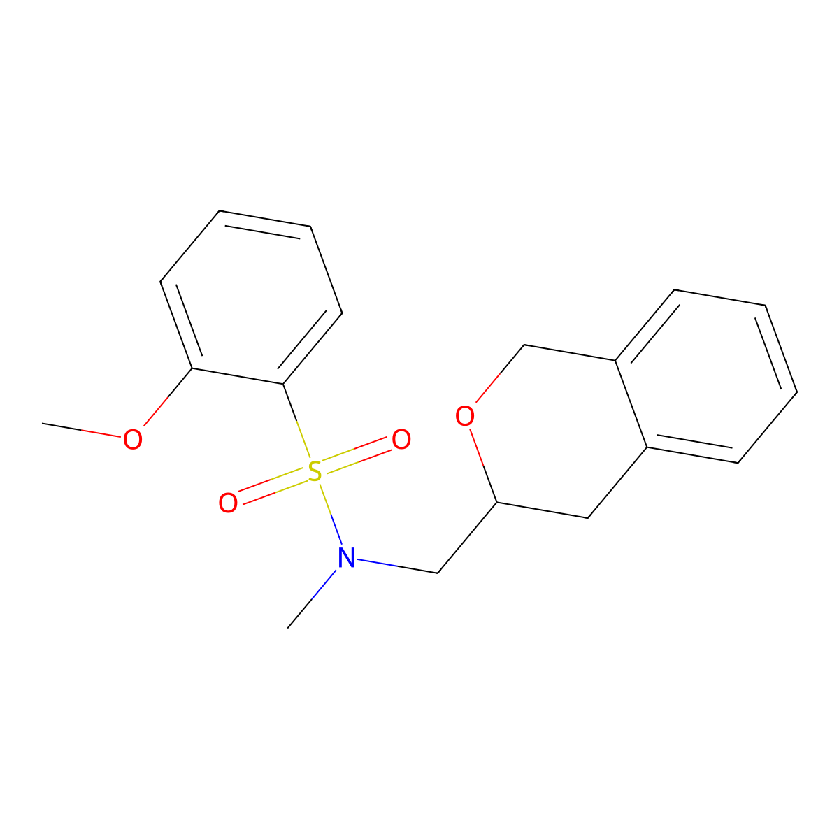 N-(isochroman-3-ylmethyl)-2-methoxy-N-methylbenzenesulfonamide molecular structure, CAS 2034320-70-0