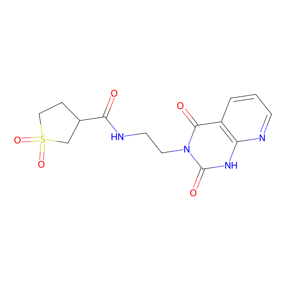 N-(2-(2,4-dioxo-1,2-dihydropyrido[2,3-d]pyrimidin-3(4H)-yl)ethyl)tetrahydrothiophene-3-carboxamide 1,1-dioxide molecular structure, CAS 2034320-74-4