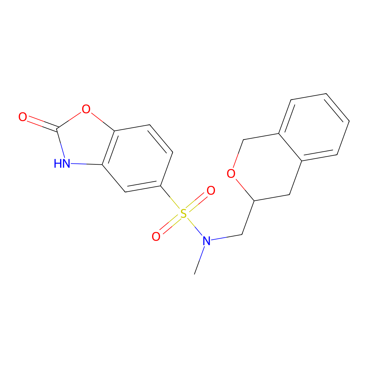 N-(isochroman-3-ylmethyl)-N-methyl-2-oxo-2,3-dihydrobenzo[d]oxazole-5-sulfonamide molecular structure, CAS 2034320-75-5