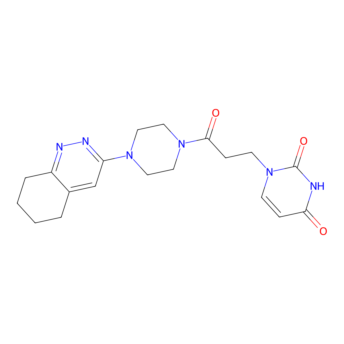 1-(3-oxo-3-(4-(5,6,7,8-tetrahydrocinnolin-3-yl)piperazin-1-yl)propyl)pyrimidine-2,4(1H,3H)-dione molecular structure, CAS 2034320-76-6