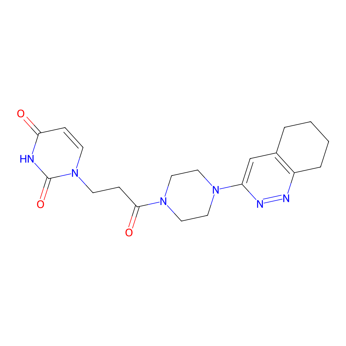 1-(3-oxo-3-(4-(5,6,7,8-tetrahydrocinnolin-3-yl)piperazin-1-yl)propyl)pyrimidine-2,4(1H,3H)-dione molecular structure, CAS 2034320-76-6
