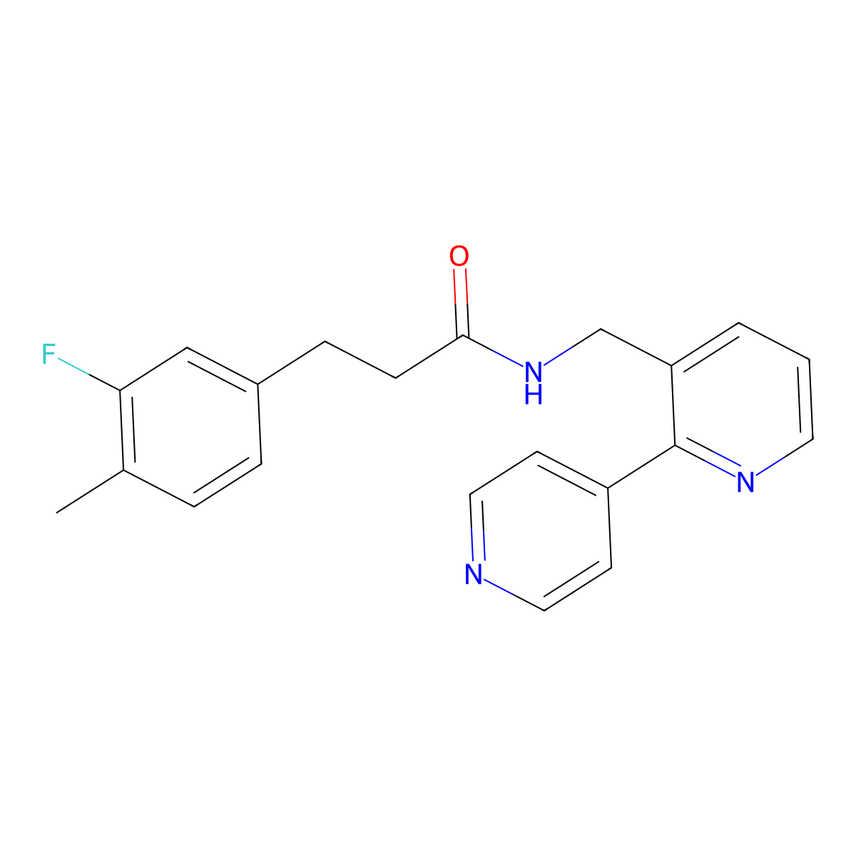 N-([2,4'-bipyridin]-3-ylmethyl)-3-(3-fluoro-4-methylphenyl)propanamide molecular structure, CAS 2034320-83-5