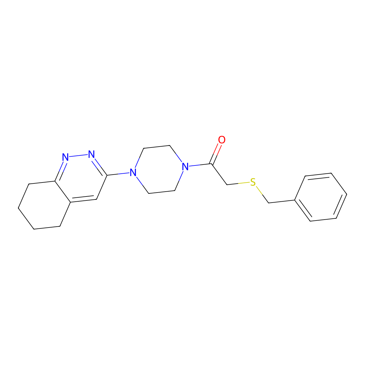 2-(Benzylthio)-1-(4-(5,6,7,8-tetrahydrocinnolin-3-yl)piperazin-1-yl)ethanone molecular structure, CAS 2034320-84-6