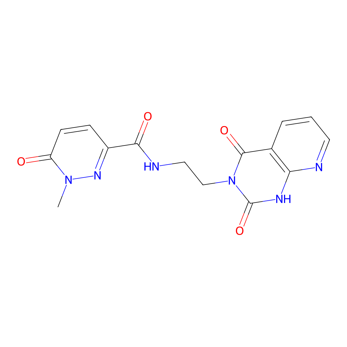 N-(2-(2,4-dioxo-1,2-dihydropyrido[2,3-d]pyrimidin-3(4H)-yl)ethyl)-1-methyl-6-oxo-1,6-dihydropyridazine-3-carboxamide molecular structure, CAS 2034320-87-9