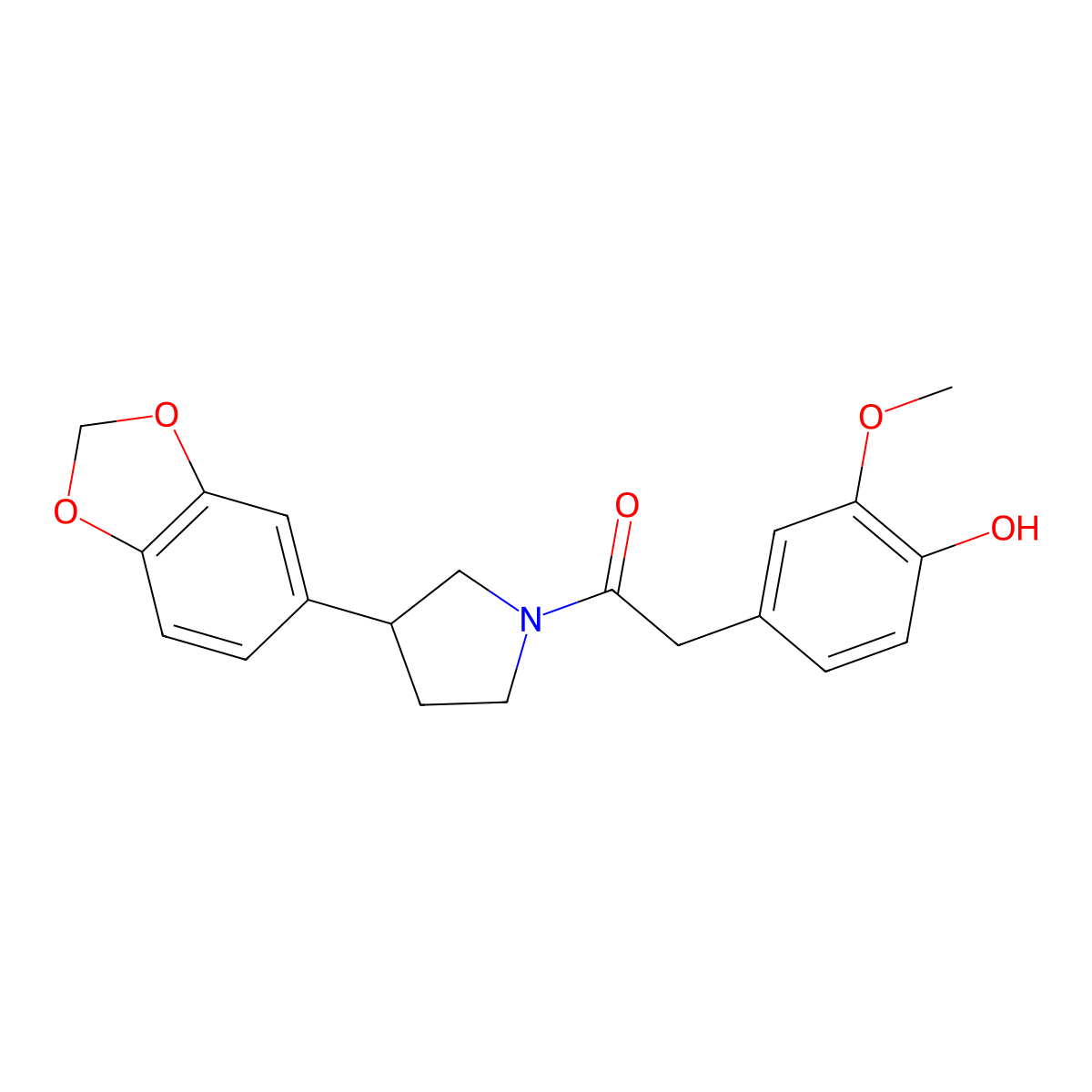 1-(3-(Benzo[d][1,3]dioxol-5-yl)pyrrolidin-1-yl)-2-(4-hydroxy-3-methoxyphenyl)ethanone molecular structure, CAS 2034320-88-0