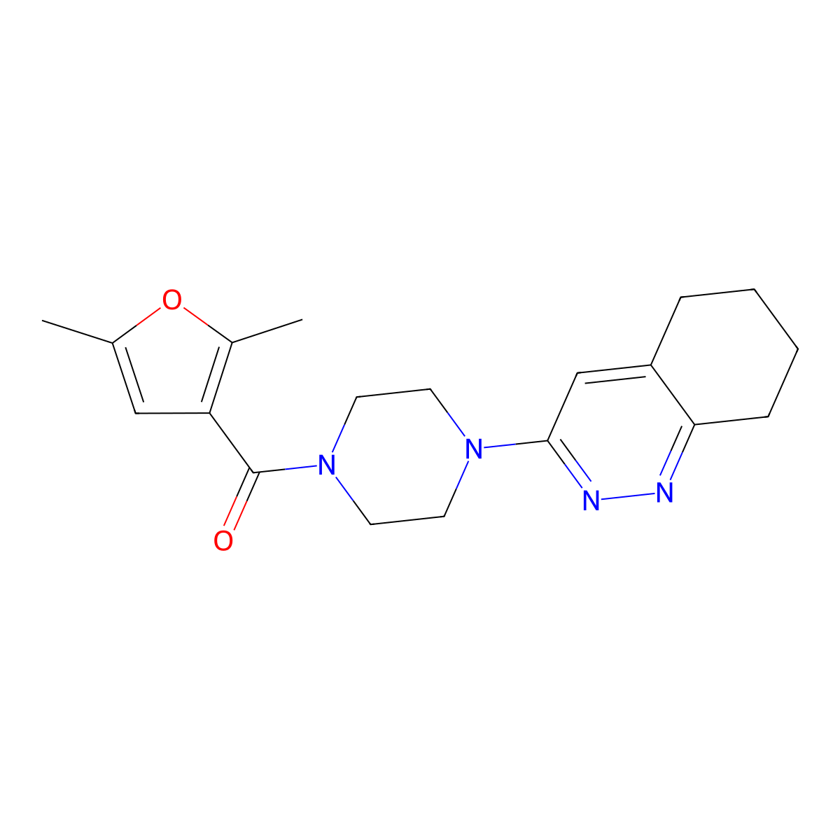(2,5-Dimethylfuran-3-yl)(4-(5,6,7,8-tetrahydrocinnolin-3-yl)piperazin-1-yl)methanone molecular structure, CAS 2034320-91-5