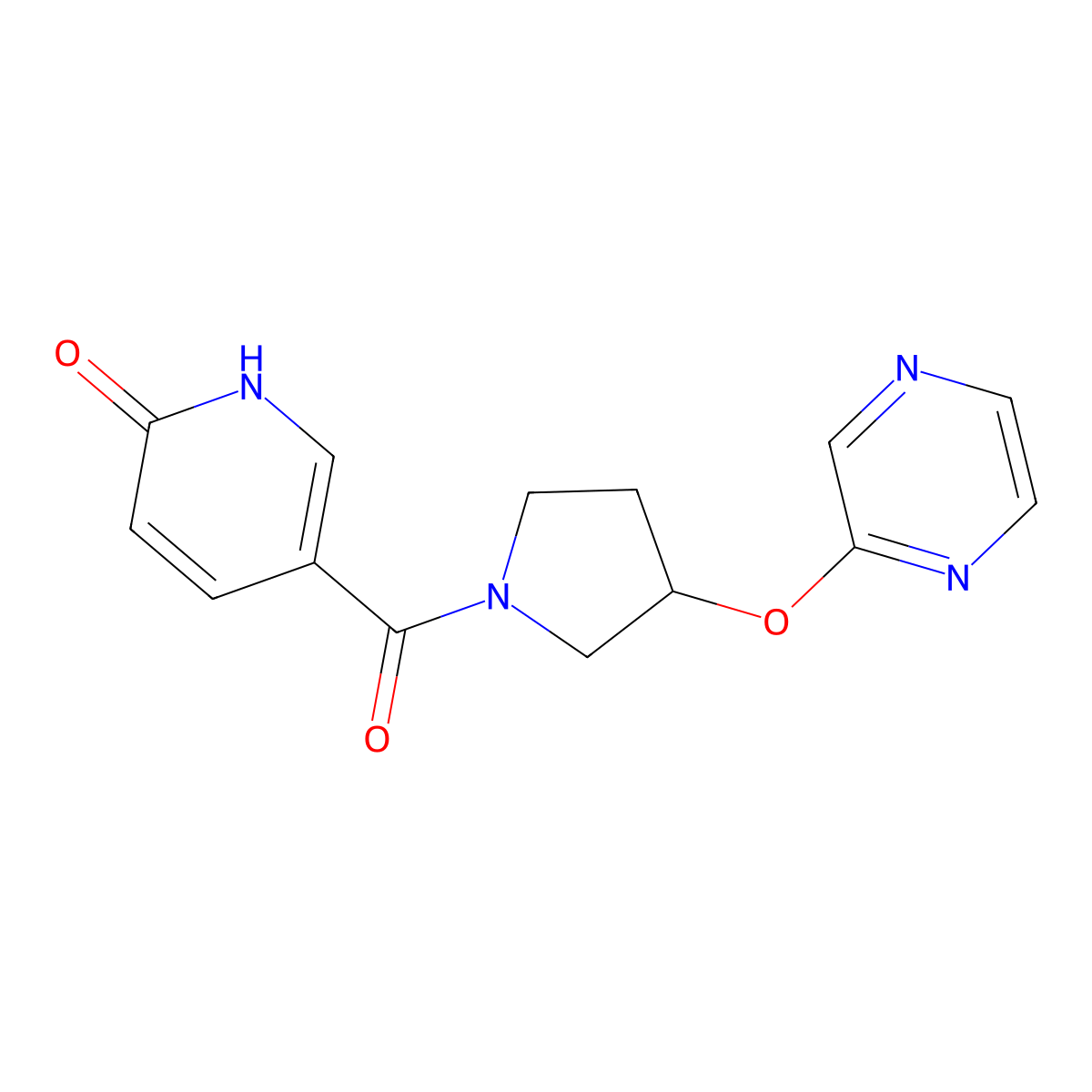 5-(3-(pyrazin-2-yloxy)pyrrolidine-1-carbonyl)pyridin-2(1H)-one molecular structure, CAS 2034320-92-6
