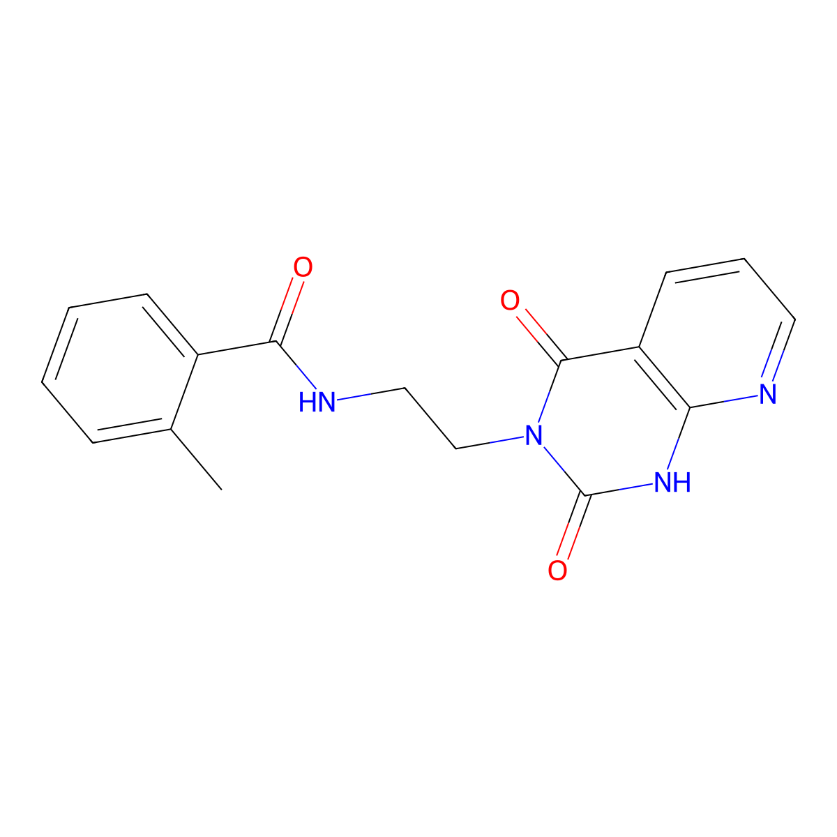 N-(2-(2,4-dioxo-1,2-dihydropyrido[2,3-d]pyrimidin-3(4H)-yl)ethyl)-2-methylbenzamide molecular structure, CAS 2034320-97-1