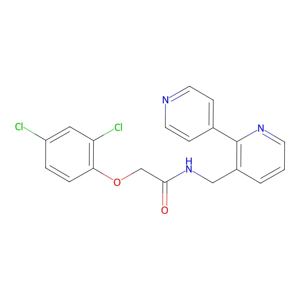 N-([2,4'-bipyridin]-3-ylmethyl)-2-(2,4-dichlorophenoxy)acetamide molecular structure, CAS 2034320-98-2