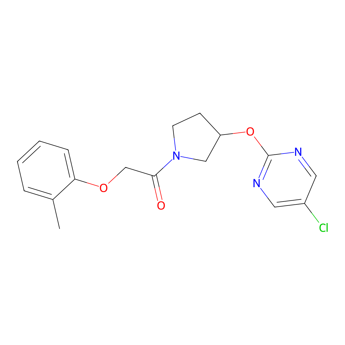 1-(3-((5-Chloropyrimidin-2-yl)oxy)pyrrolidin-1-yl)-2-(o-tolyloxy)ethanone molecular structure, CAS 2034321-07-6