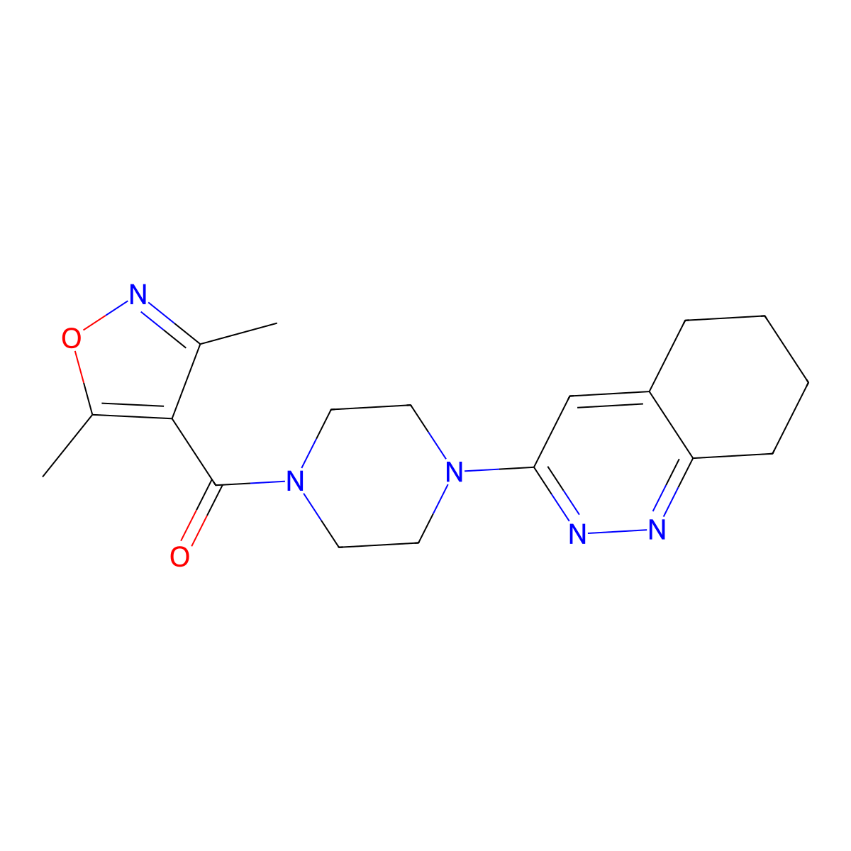 (3,5-Dimethylisoxazol-4-yl)(4-(5,6,7,8-tetrahydrocinnolin-3-yl)piperazin-1-yl)methanone molecular structure, CAS 2034321-15-6