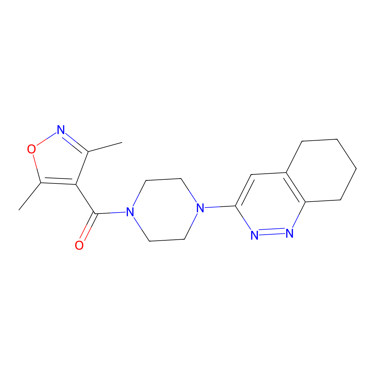 (3,5-Dimethylisoxazol-4-yl)(4-(5,6,7,8-tetrahydrocinnolin-3-yl)piperazin-1-yl)methanone molecular structure, CAS 2034321-15-6