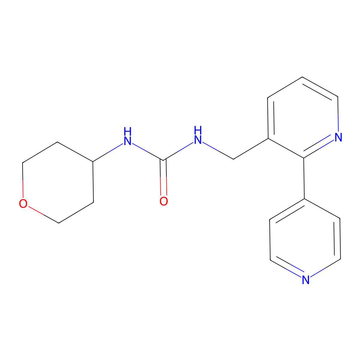 3-({[2,4'-Bipyridine]-3-yl}methyl)-1-(oxan-4-yl)urea molecular structure, CAS 2034321-20-3