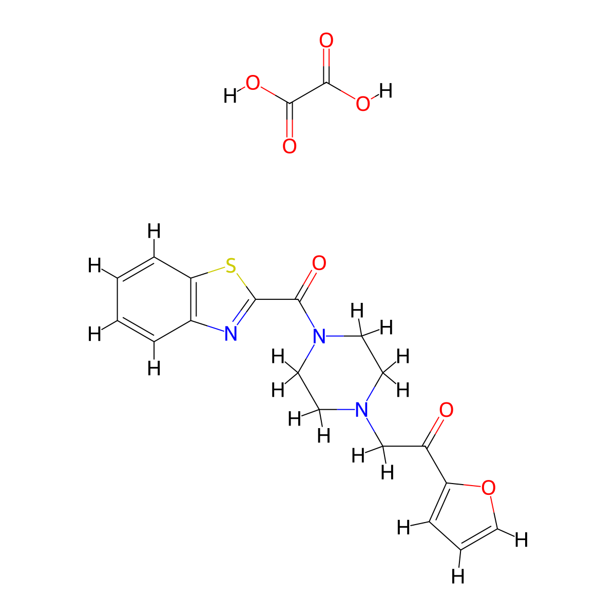2-(4-(Benzo[d]thiazole-2-carbonyl)piperazin-1-yl)-1-(furan-2-yl)ethanone oxalate molecular structure, CAS 2034321-25-8