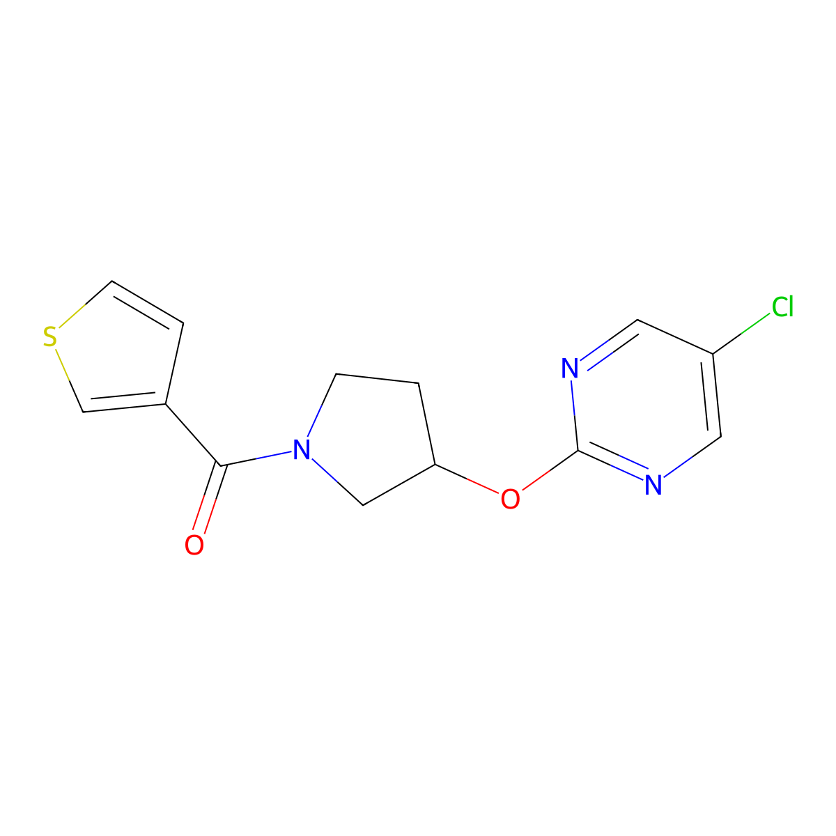 (3-((5-Chloropyrimidin-2-yl)oxy)pyrrolidin-1-yl)(thiophen-3-yl)methanone molecular structure, CAS 2034321-32-7