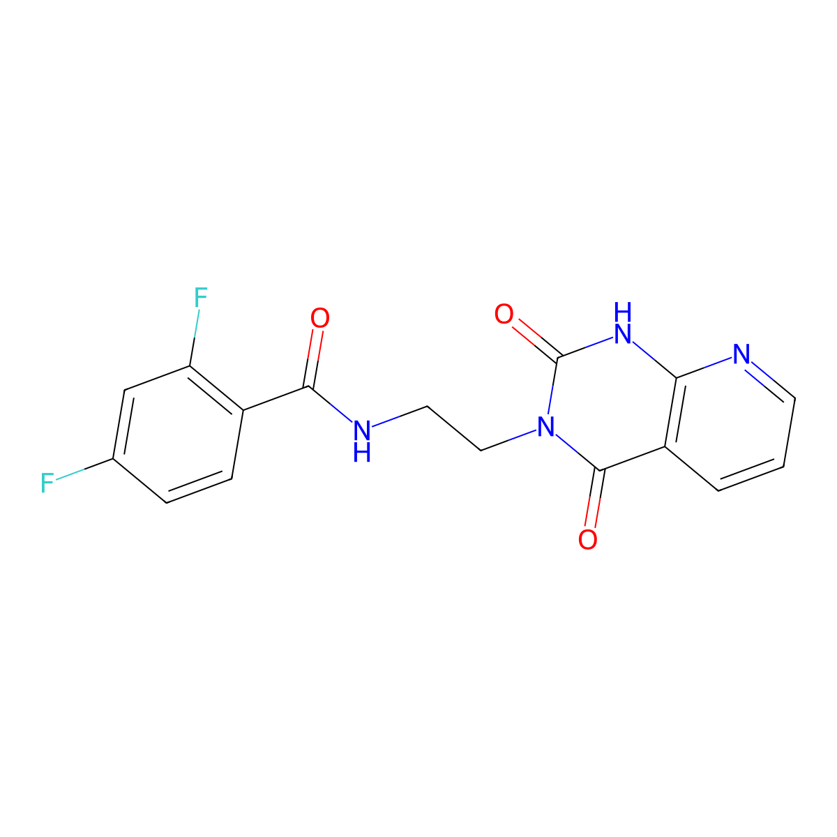 N-(2-(2,4-dioxo-1,2-dihydropyrido[2,3-d]pyrimidin-3(4H)-yl)ethyl)-2,4-difluorobenzamide molecular structure, CAS 2034321-36-1