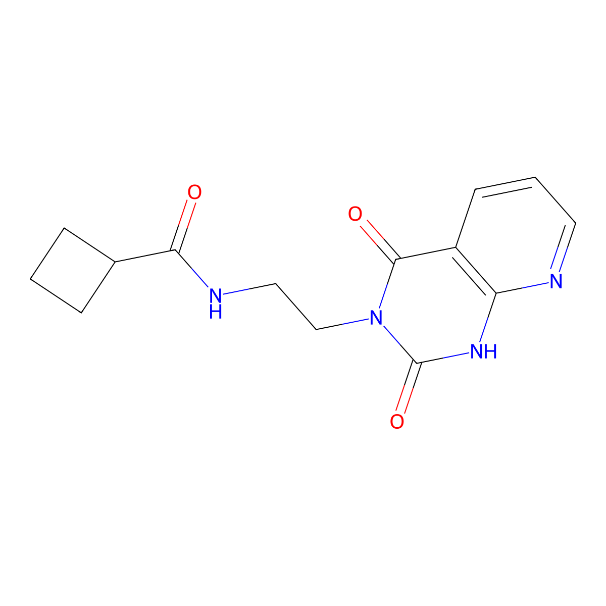 N-(2-(2,4-dioxo-1,2-dihydropyrido[2,3-d]pyrimidin-3(4H)-yl)ethyl)cyclobutanecarboxamide molecular structure, CAS 2034321-54-3