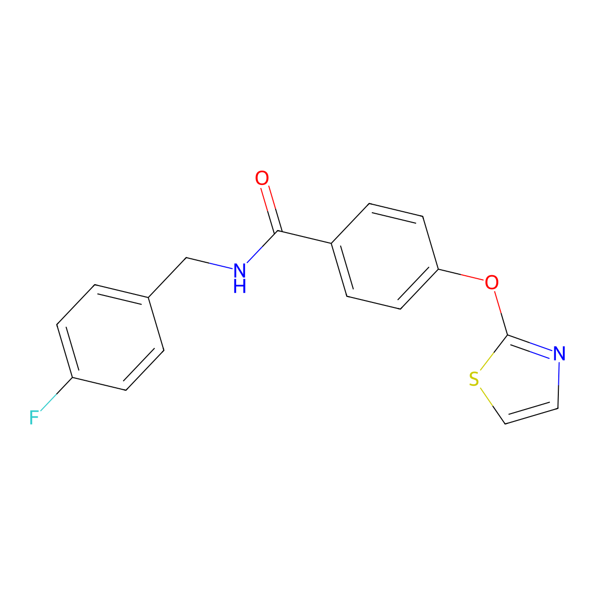 N-(4-fluorobenzyl)-4-(thiazol-2-yloxy)benzamide molecular structure, CAS 2034321-57-6