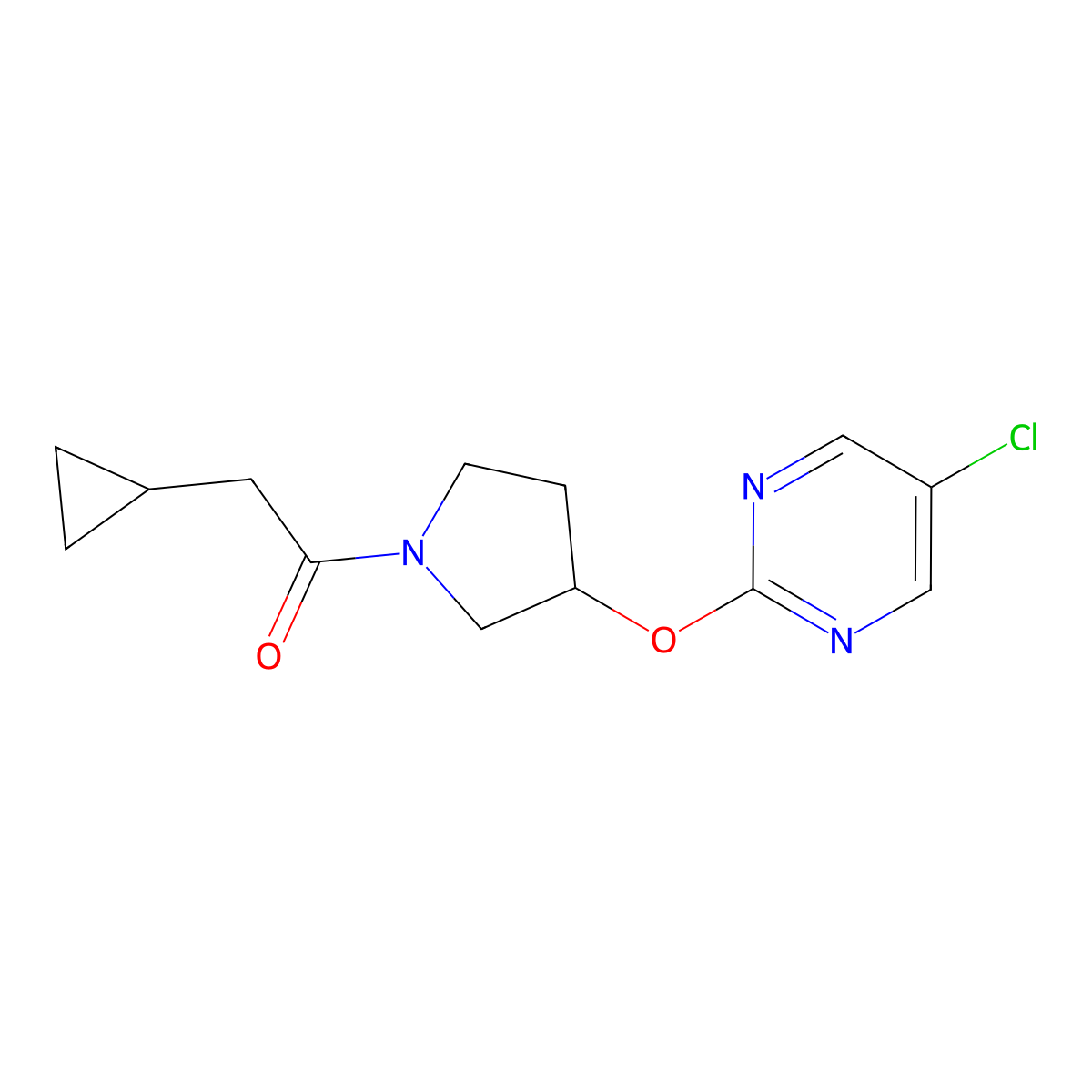 1-(3-((5-Chloropyrimidin-2-yl)oxy)pyrrolidin-1-yl)-2-cyclopropylethanone molecular structure, CAS 2034321-65-6