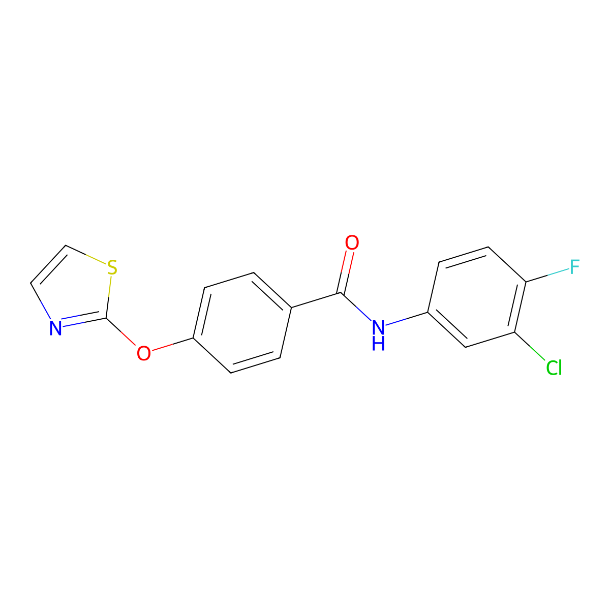N-(3-chloro-4-fluorophenyl)-4-(thiazol-2-yloxy)benzamide molecular structure, CAS 2034321-89-4
