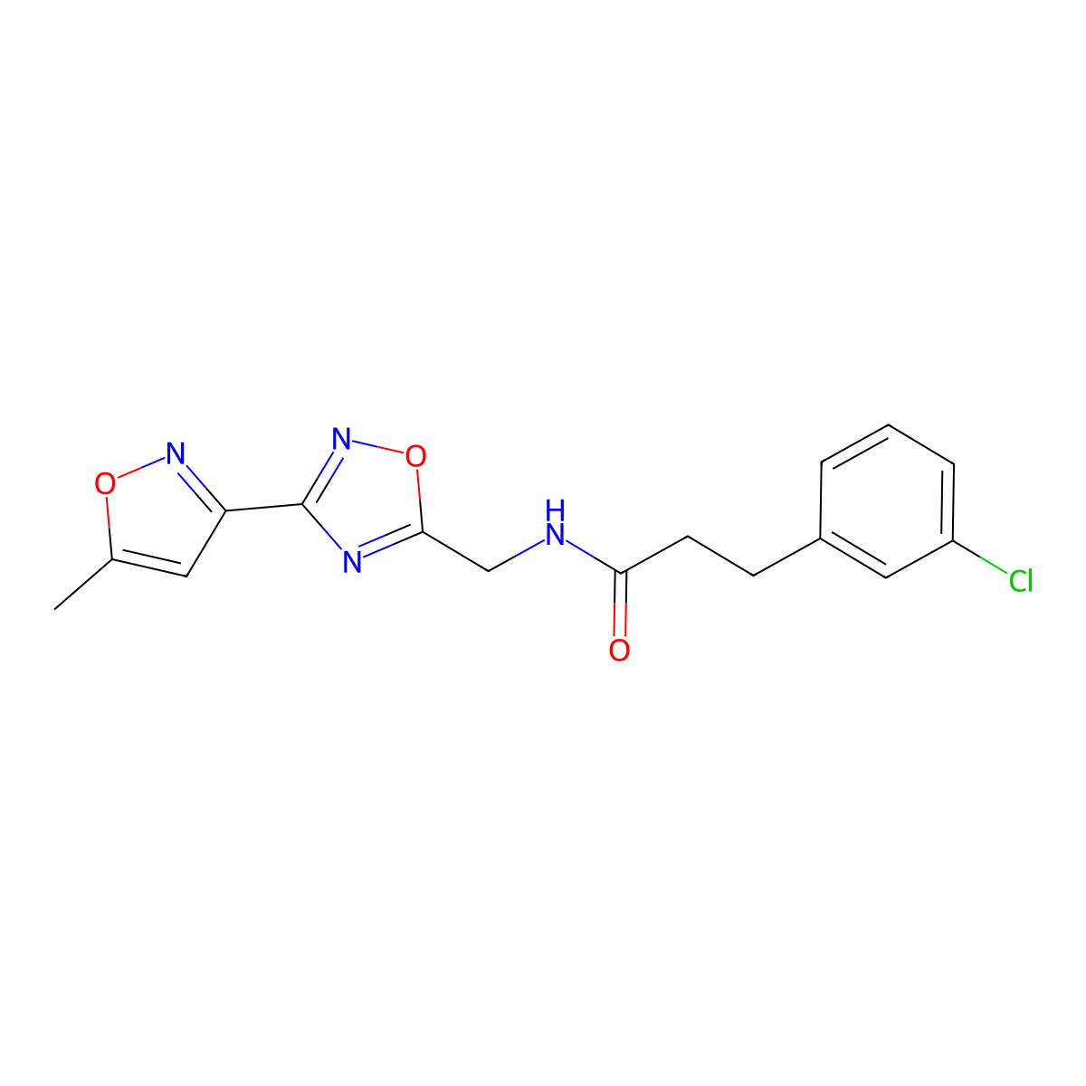 3-(3-chlorophenyl)-N-((3-(5-methylisoxazol-3-yl)-1,2,4-oxadiazol-5-yl)methyl)propanamide molecular structure, CAS 2034321-94-1