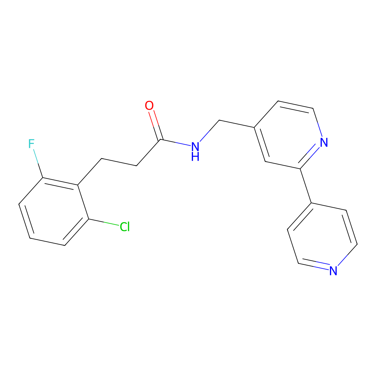N-({[2,4'-bipyridine]-4-yl}methyl)-3-(2-chloro-6-fluorophenyl)propanamide molecular structure, CAS 2034321-95-2