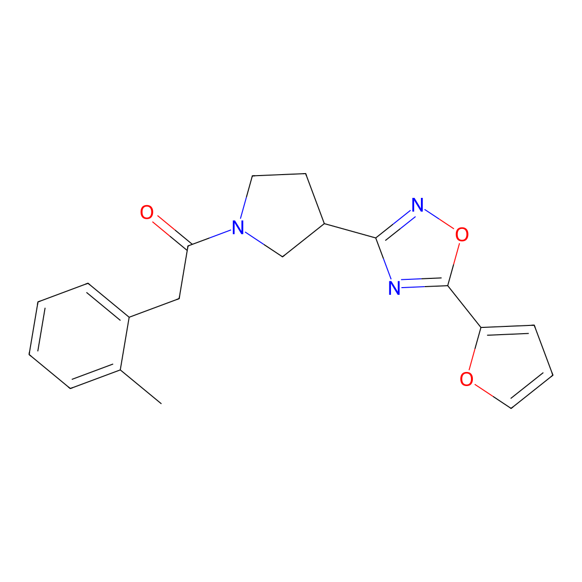 1-(3-(5-(Furan-2-yl)-1,2,4-oxadiazol-3-yl)pyrrolidin-1-yl)-2-(o-tolyl)ethanone molecular structure, CAS 2034322-02-4