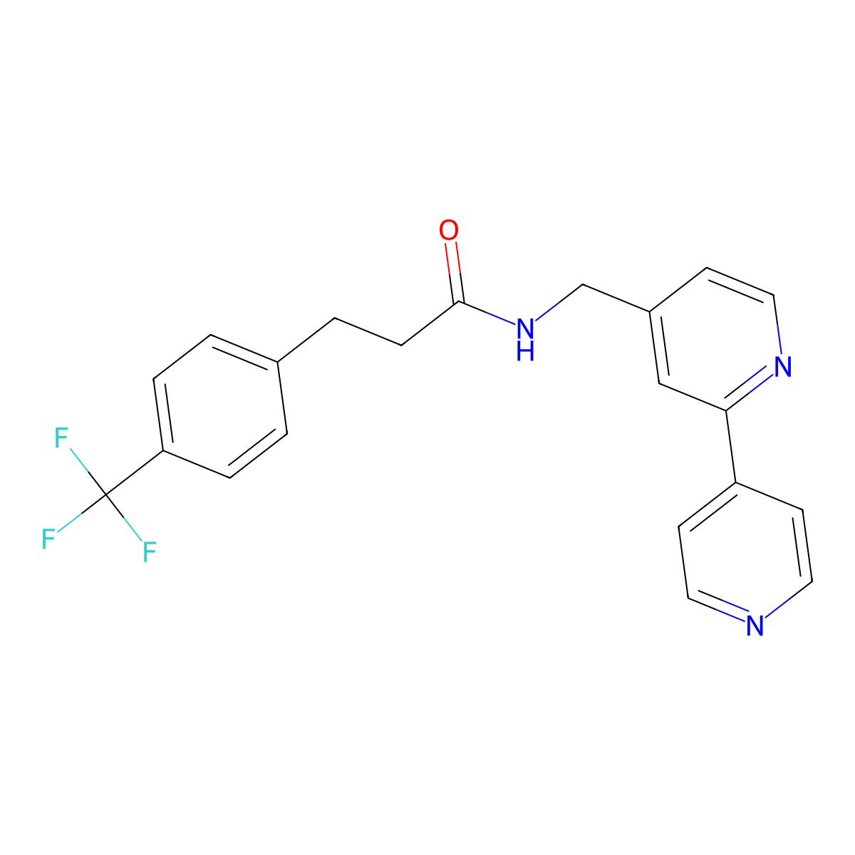 N-([2,4'-bipyridin]-4-ylmethyl)-3-(4-(trifluoromethyl)phenyl)propanamide molecular structure, CAS 2034322-05-7