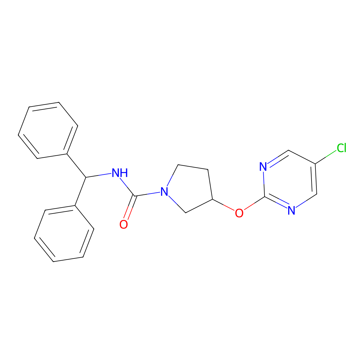 N-benzhydryl-3-((5-chloropyrimidin-2-yl)oxy)pyrrolidine-1-carboxamide molecular structure, CAS 2034322-08-0