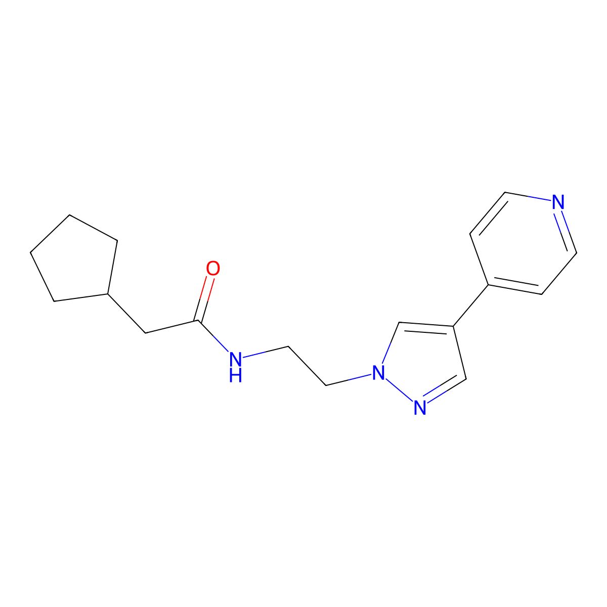 2-cyclopentyl-N-{2-[4-(pyridin-4-yl)-1H-pyrazol-1-yl]ethyl}acetamide molecular structure, CAS 2034322-11-5