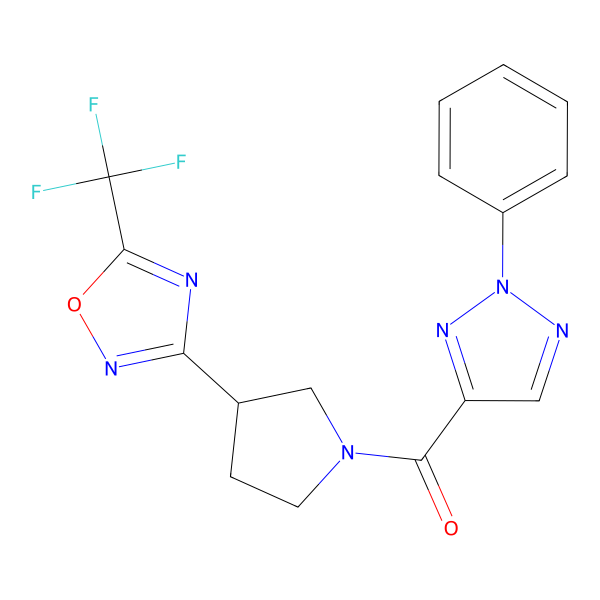 (2-phenyl-2H-1,2,3-triazol-4-yl)(3-(5-(trifluoromethyl)-1,2,4-oxadiazol-3-yl)pyrrolidin-1-yl)methanone molecular structure, CAS 2034322-12-6