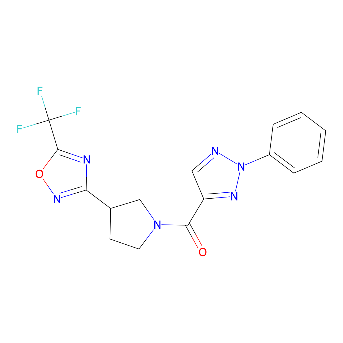 (2-phenyl-2H-1,2,3-triazol-4-yl)(3-(5-(trifluoromethyl)-1,2,4-oxadiazol-3-yl)pyrrolidin-1-yl)methanone molecular structure, CAS 2034322-12-6