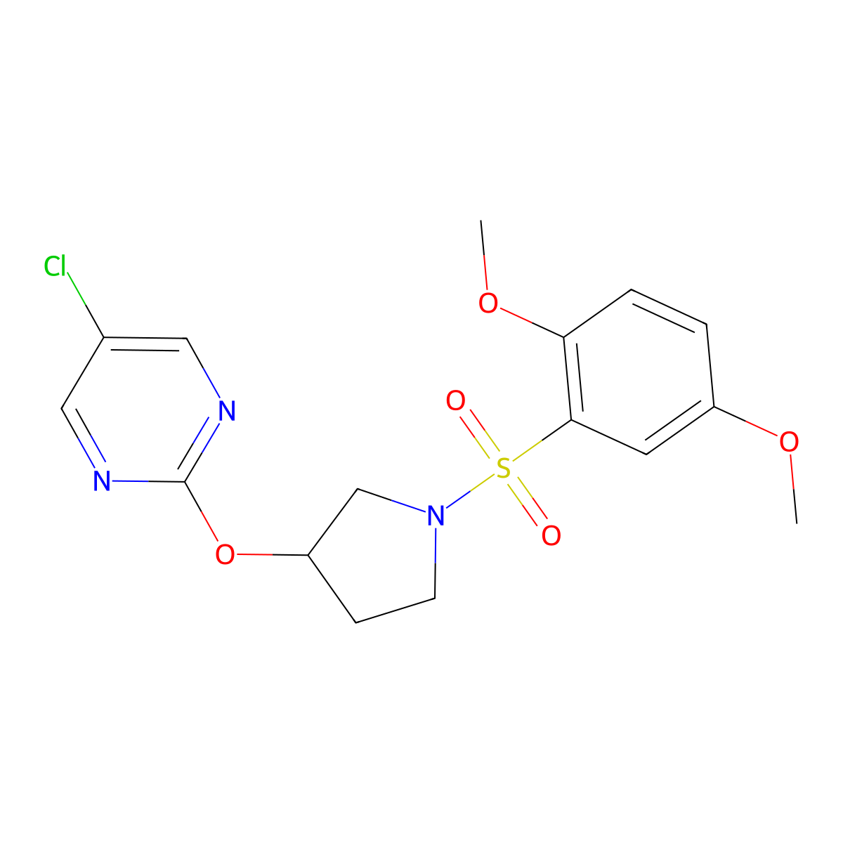 5-Chloro-2-{[1-(2,5-dimethoxybenzenesulfonyl)pyrrolidin-3-yl]oxy}pyrimidine molecular structure, CAS 2034322-15-9